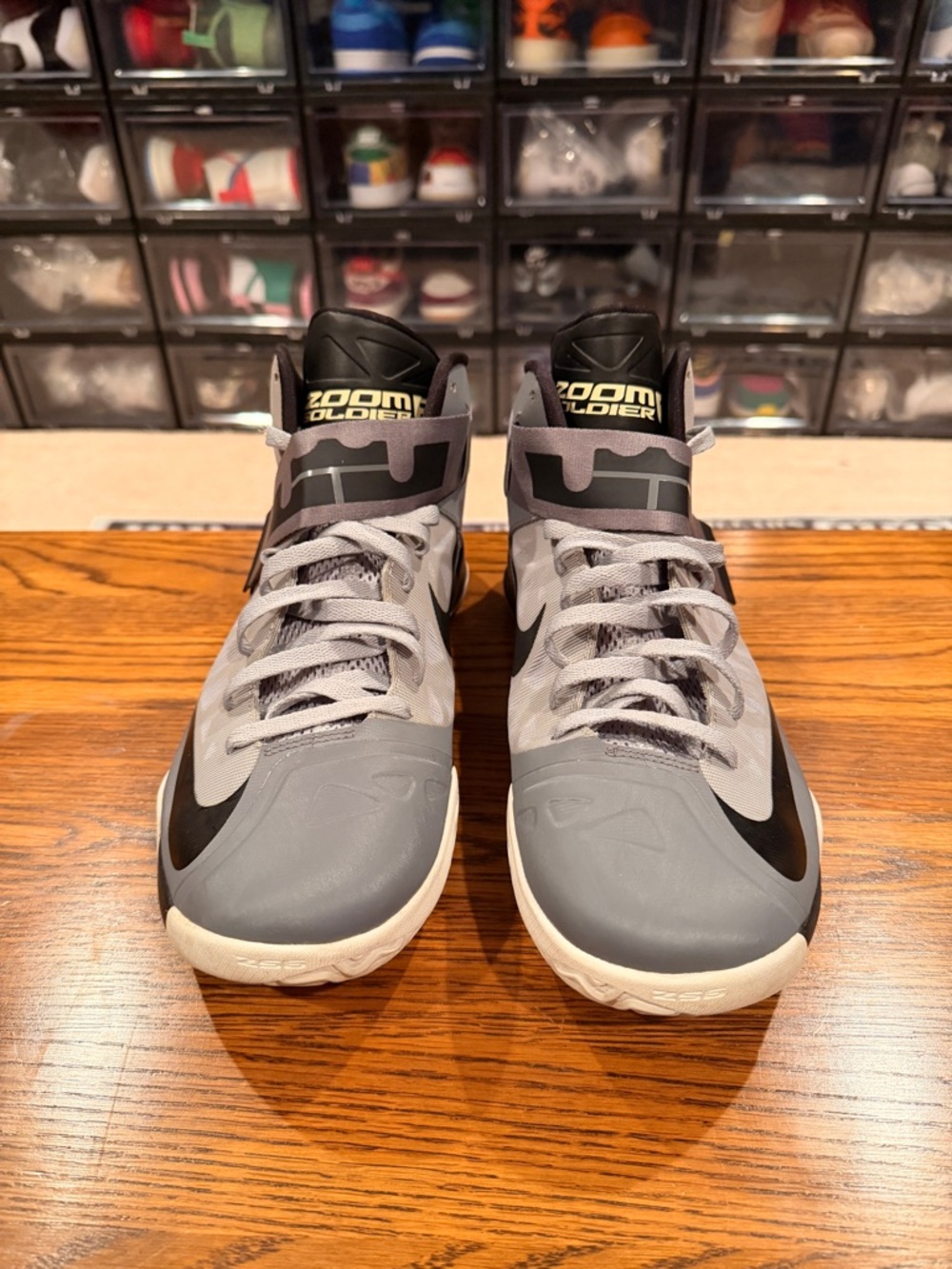 Nike Gray and Black Mid-Top Basketball Shoes